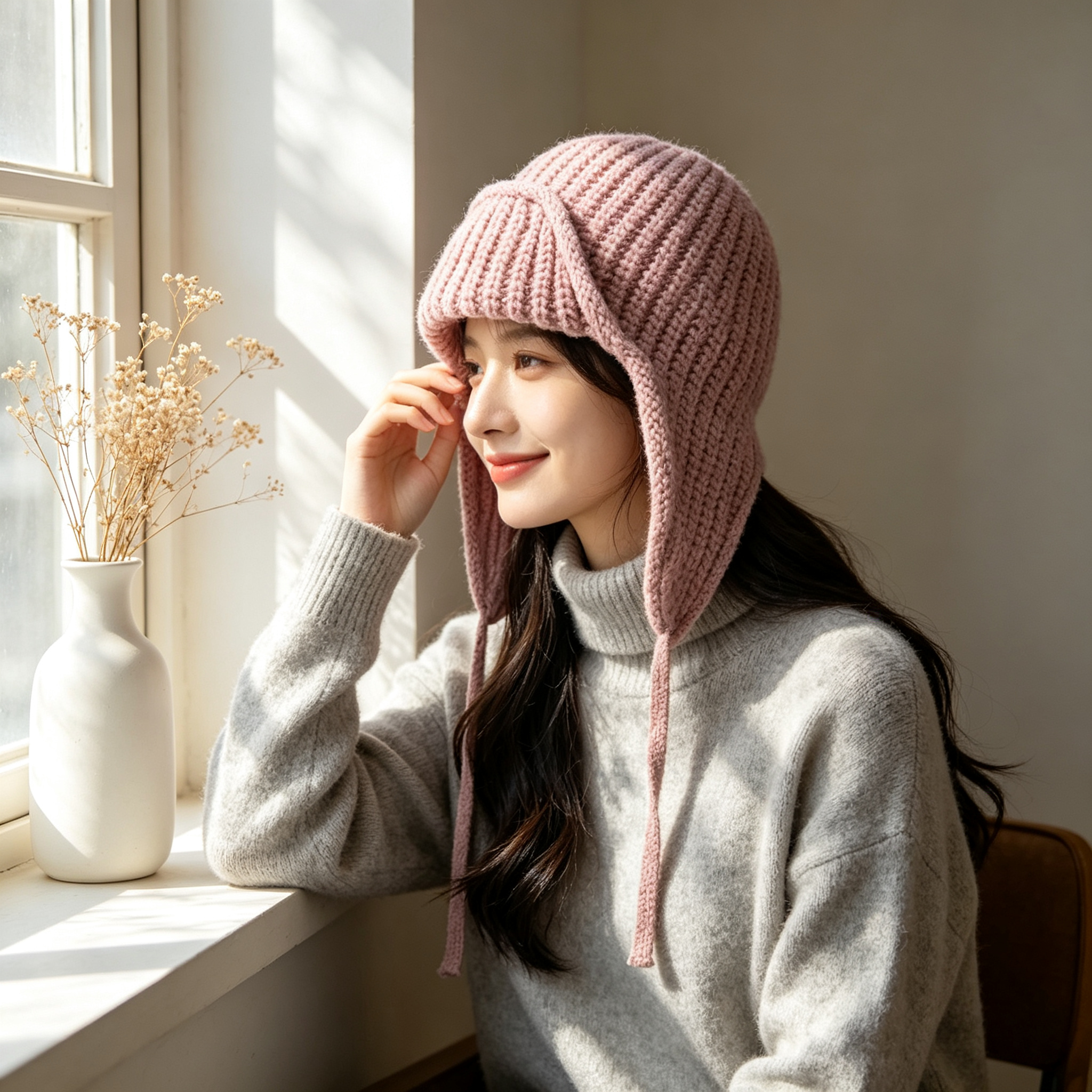 Autumn Winter Knit Earflap Bea - Trapper Hat Ear Flap reseña y precio