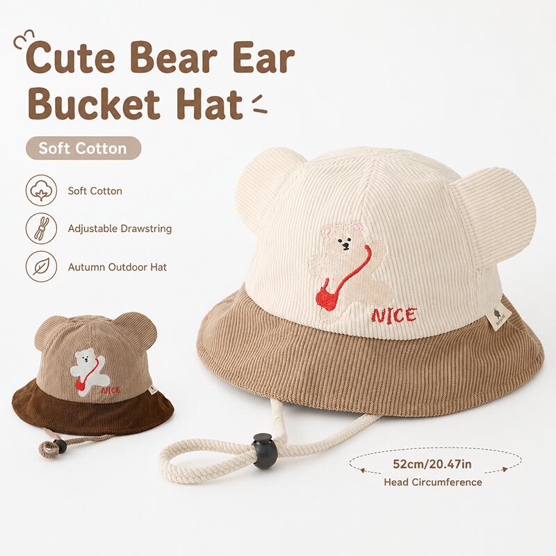 Kids Bear Ear Bucket Hat Soft  - Bucket Hat Cotton reseña y precio