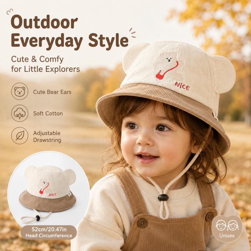 Kids Bear Ear Bucket Hat Soft  - Bucket Hat Cotton reseña y precio