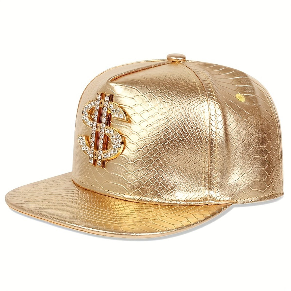 Leather Metallic Dollar Sign B - Snapback Hat Flat reseña y precio