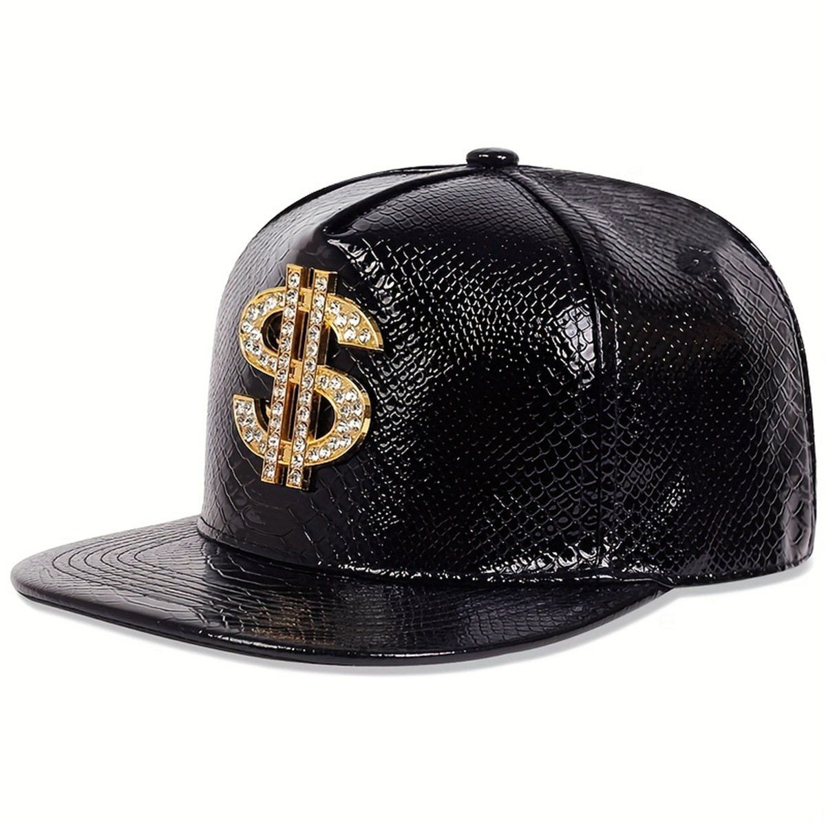 Leather Metallic Dollar Sign B - Snapback Hat Flat reseña y precio
