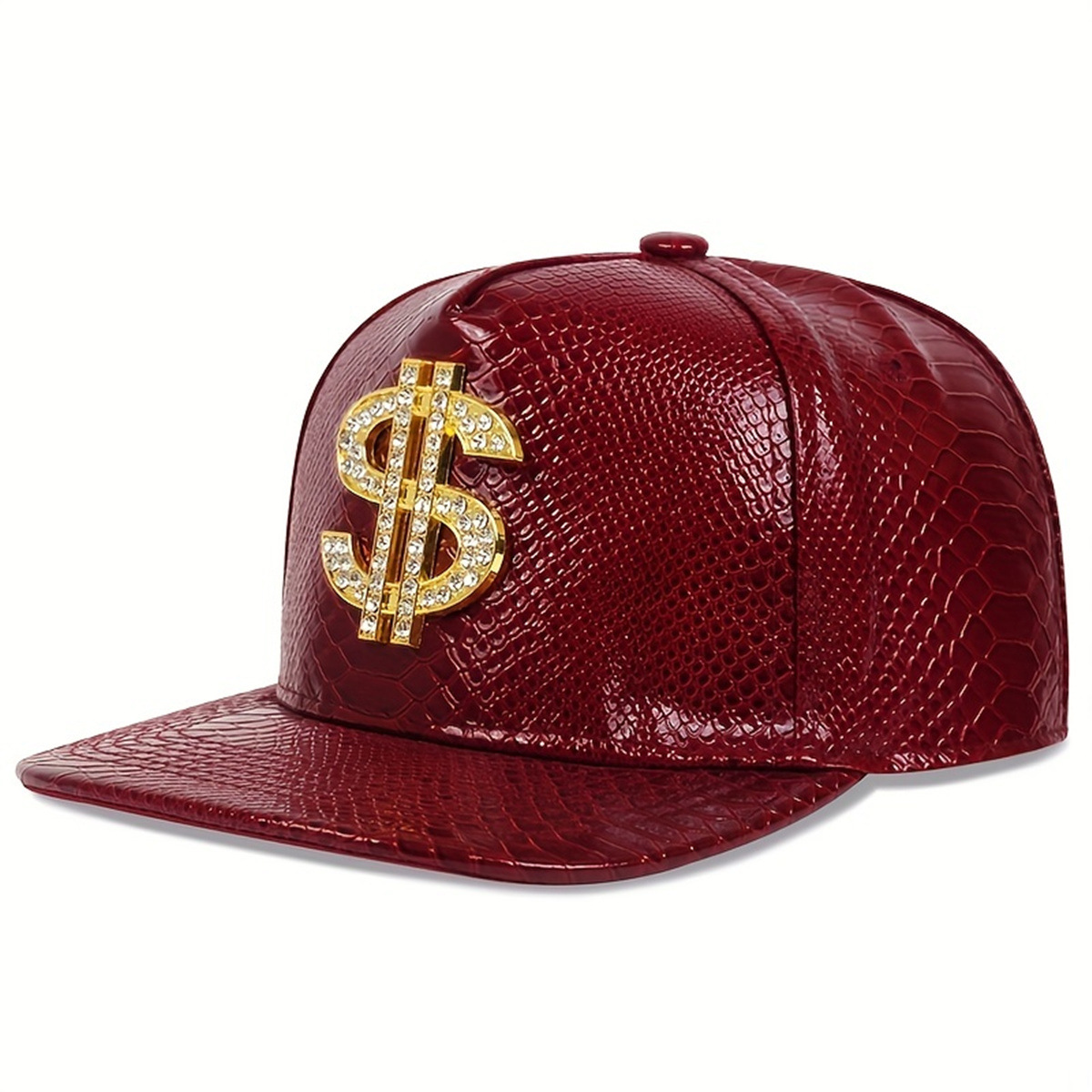 Leather Metallic Dollar Sign B - Snapback Hat Flat reseña y precio