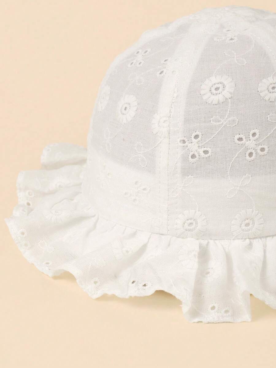 White Floral Embroidery Bucket - Bucket Hat Cotton reseña y precio