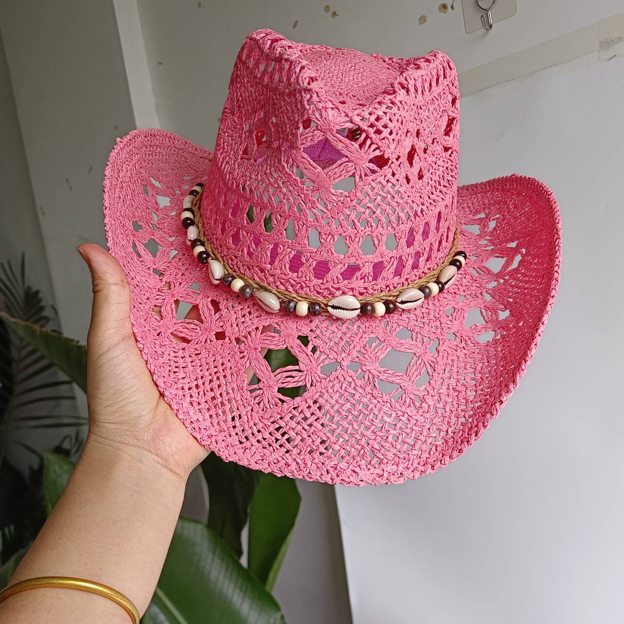 Pink Cowboy straw hat  hollow  - Cowboy Hat Straw reseña y precio